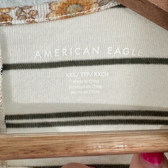 American Eagle Outfitters Yellow Striped Patchwork Long Sleeved Crew Neck NWT - Picture 5 of 10